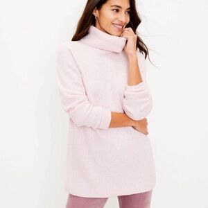 Loft Women's Pink waffle Turtleneck Sweater size large